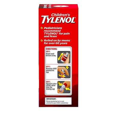 Children's Tylenol Liquid Oral Suspension Medicine, Acetaminophen Pain Reliever & Fever Reducer for Cold + Flu Symptoms & Sore Throat, Aspirin-, Ibuprofen- & Alcohol- Free, Grape, 4 fl. oz