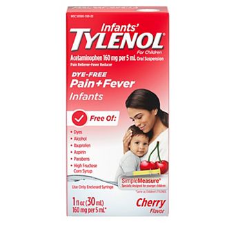 Infants’ Tylenol Oral Suspension, Dye-Free, Cherry, 1 Fl. Oz