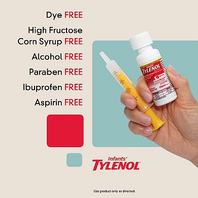 Infants’ Tylenol Oral Suspension, Dye-Free, Cherry, 2 Fl. Oz