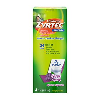 Children’s Zyrtec® Allergy Syrup, Dye-Free, Sugar-Free, Grape, 4 Fl. Oz