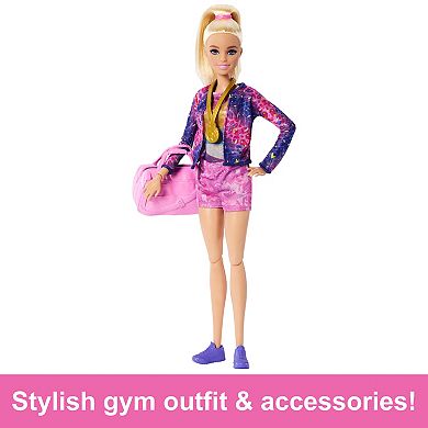 Barbie® Gymnastics Playset with Blonde Fashion Doll, Balance Beam, Accessories & Flip Feature