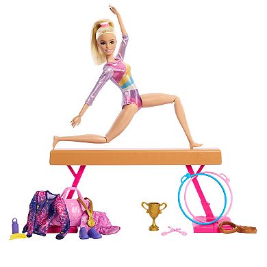 Barbie® Gymnastics Playset with Blonde Fashion Doll, Balance Beam, Accessories & Flip Feature