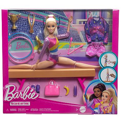 Barbie® Gymnastics Playset with Blonde Fashion Doll, Balance Beam, Accessories & Flip Feature