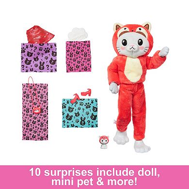 Barbie® Cutie Reveal Costume Kitten as Red Panda Doll & Accessories with 10 Surprises