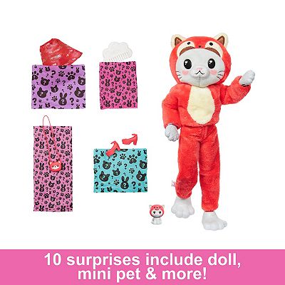 Barbie Cutie Reveal Doll With Kitty Plush Costume – 10 Surprises, Color Change Face & Mini Pet