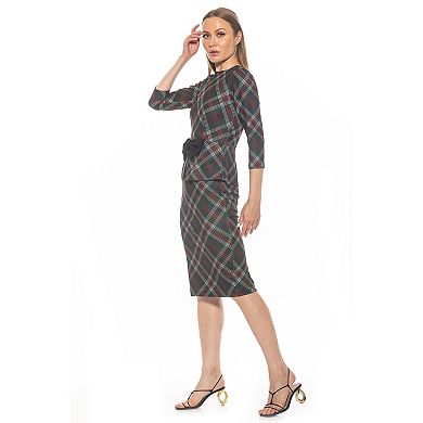 Women's ALEXIA ADMOR Joyce Peplum Sheath Midi Dress with Front Tie Detail