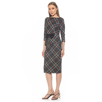 Women's ALEXIA ADMOR Joyce Peplum Sheath Midi Dress with Front Tie Detail