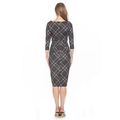 Women's ALEXIA ADMOR Joyce Peplum Sheath Midi Dress with Front Tie Detail