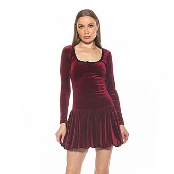 Women's ALEXIA ADMOR Rach Velvet Scoopneck Lace Insert Dress