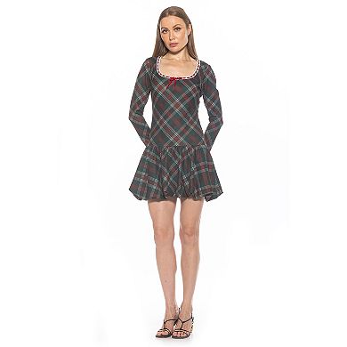 Women's ALEXIA ADMOR Rach Plaid Scoopneck Lace Insert Dress