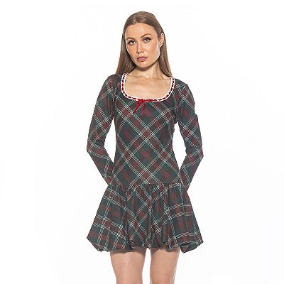 Alexia Admor Women's Rach Plaid Scoopneck Dress, Green, XS