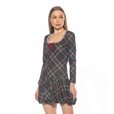 Women's ALEXIA ADMOR Rach Plaid Scoopneck Lace Insert Dress