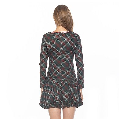 Women's ALEXIA ADMOR Rach Plaid Scoopneck Lace Insert Dress
