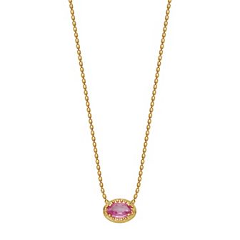 Classic Treasures 10k Gold Pink Sapphire Solitaire Necklace