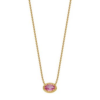 Classic Treasures 10k Gold Pink Sapphire Solitaire Necklace