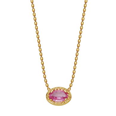 Classic Treasures 10k Gold Pink Sapphire Solitaire Necklace