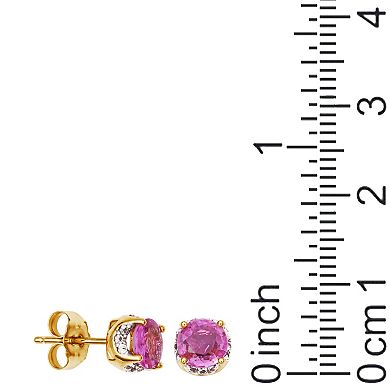 Classic Treasures 10k Gold Sapphire and White Sapphire Stud Earrings