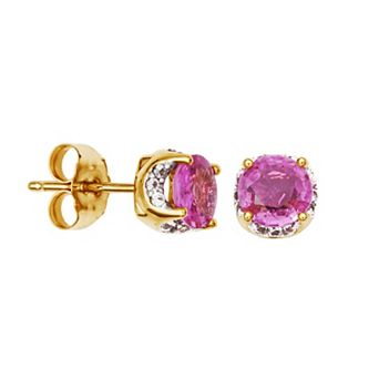 Classic Treasures 10k Gold Sapphire and White Sapphire Stud Earrings