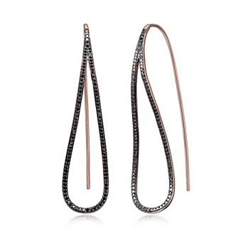 Classic Treasures 10k Rose Gold 5/8 Carat T.W. Black Diamond Open Geometric Drop Earrings