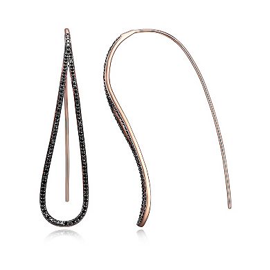 Classic Treasures 10k Rose Gold 5/8 Carat T.W. Black Diamond Open Geometric Drop Earrings