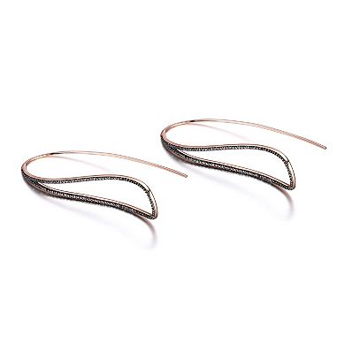 Classic Treasures 10k Rose Gold 5/8 Carat T.W. Black Diamond Open Geometric Drop Earrings
