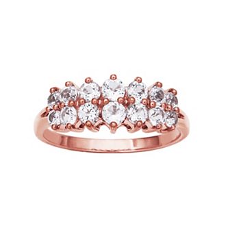 Classic Treasures 10k Rose Gold White Topaz Double Row Ring