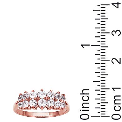 10k Rose Gold White Topaz Double Row Ring