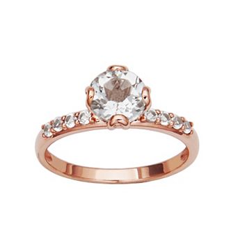 Classic Treasures 10k Rose Gold White Topaz Engagement Ring