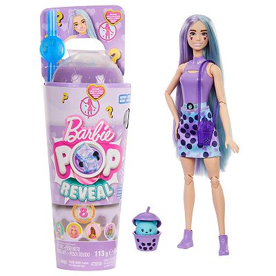 Barbie Pop Reveal Boba Tea Series Taro Milk Fashion Doll Accessories Set with 8 Surprises