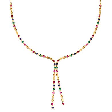 Classic Treasures 18k Gold Over Silver Gemstone Necklace