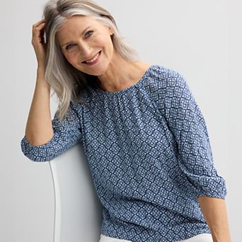 Women's Croft & Barrow® Shirred Neck Blouse