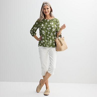 Petite Croft & Barrow® Shirred Neck Blouse