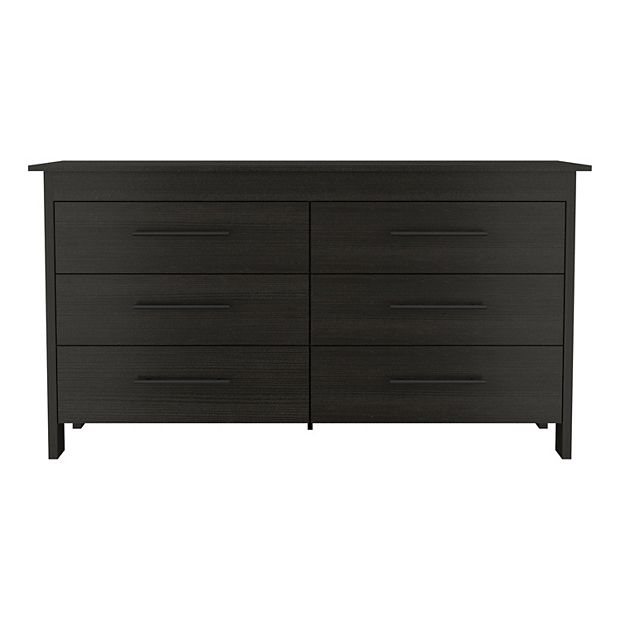 Paris 6 Drawer Double Dresser - Black - Depot E-Shop DE-CLW5981TF