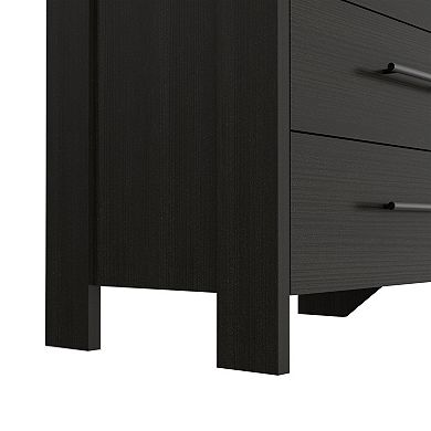 DEPOT E-SHOP Paris 6 Drawer Double Dresser, Four Legs, Superior Top, Black