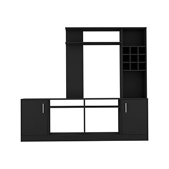 DEPOT E-SHOP King Entertainment Center for TV´s up 78", Six External Shelves, Black