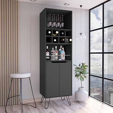DEPOT E-SHOP Zamna H Bar Double Door Cabinet,Black