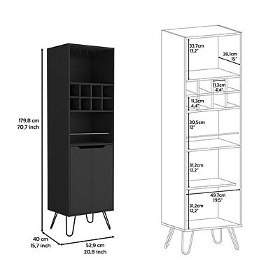 DEPOT E-SHOP Zamna H Bar Double Door Cabinet,Black