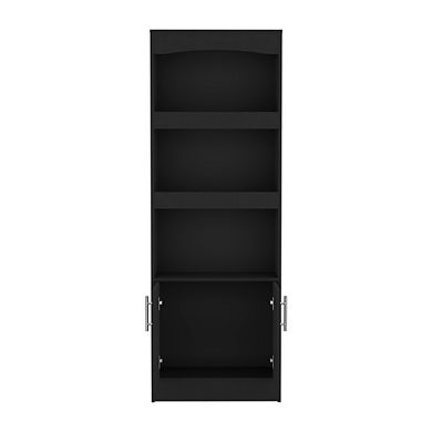 DEPOT E-SHOP Dozza Bookcase, Three Shelves, Double Door Cabinet, Metal Hardware, Black