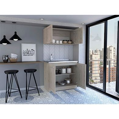 DEPOT E-SHOP Agate Cabinet, Two Parts Set, Light Gray