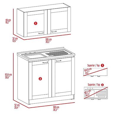 DEPOT E-SHOP Agate Cabinet, Two Parts Set, Light Gray