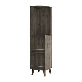 DEPOT E-SHOP Jaipur Corner Bar Cabinet, Two Interior Shelves, Dark Brown
