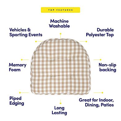 Sweet Home Checkered Memory Foam U-Shape Non-Slip Chair Cushion 2 Pack