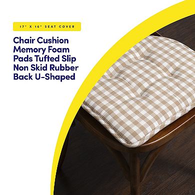 Sweet Home Checkered Memory Foam U-Shape Non-Slip Chair Cushion 2 Pack