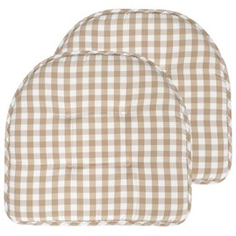 Sweet Home Checkered Memory Foam U-Shape Non-Slip Chair Cushion 2 Pack