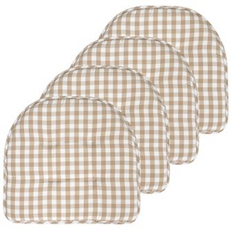 Sweet Home Checkered Memory Foam U-Shape Non-Slip Chair Cushion 4 Pack