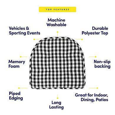 Sweet Home Checkered Memory Foam U-Shape Non-Slip Chair Cushion 6 Pack
