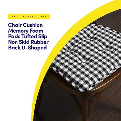 Sweet Home Checkered Memory Foam U-Shape Non-Slip Chair Cushion 6 Pack