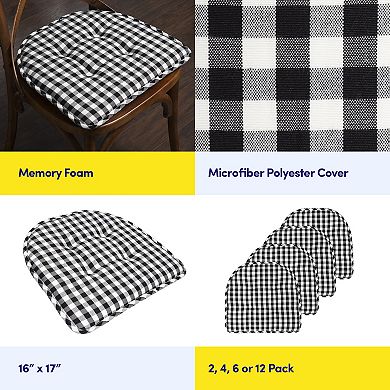 Sweet Home Checkered Memory Foam U-Shape Non-Slip Chair Cushion 6 Pack
