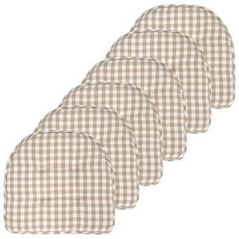 Sweet Home Checkered Memory Foam U-Shape Non-Slip Chair Cushion 6 Pack