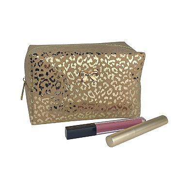 Belle Maison Gold Leopard Square Cosmetic Bag